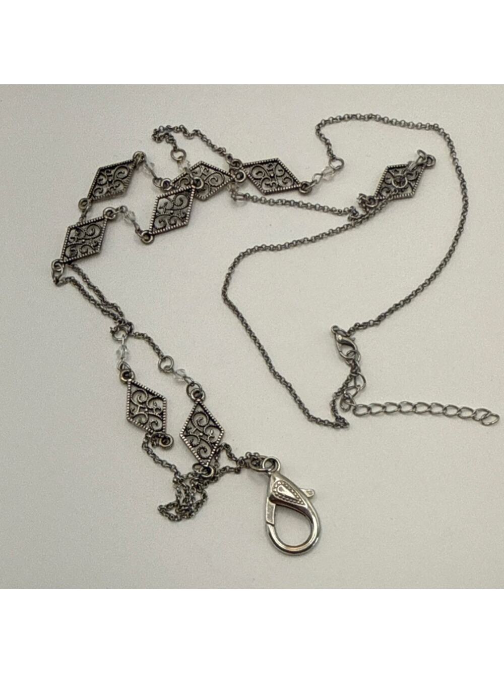 Name Badge Lanyard Silver Station Cable Chain Necklace lobster clasp